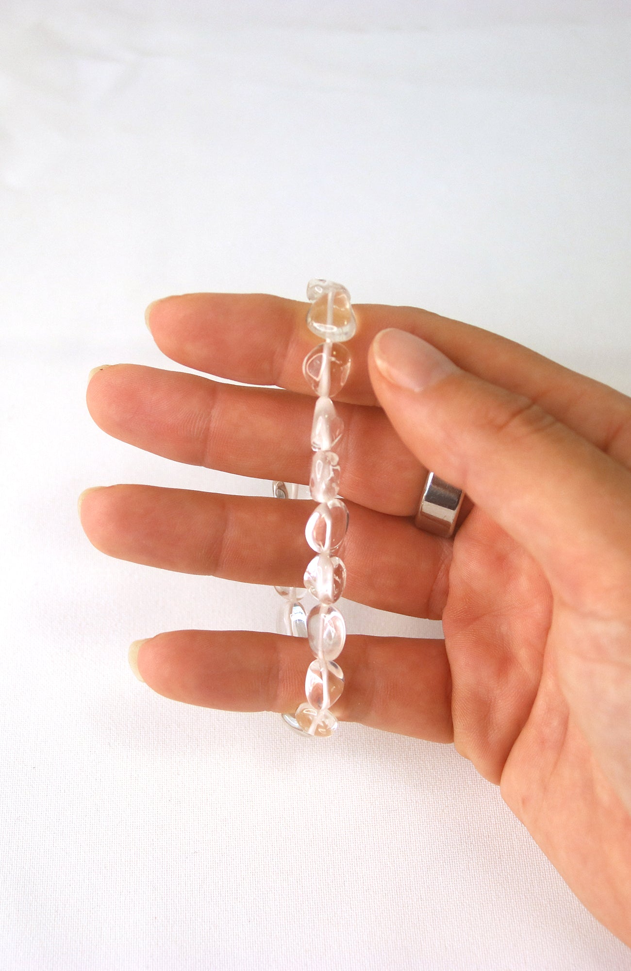 Clear Quartz Nugget Bead 8-10mm Bracelet 468